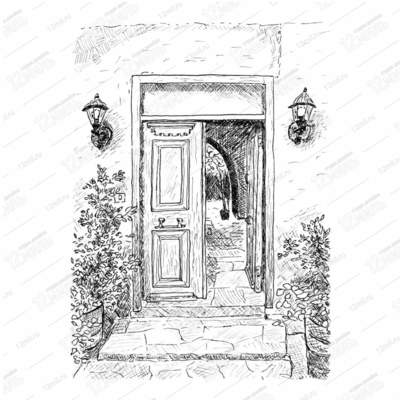 Рисунок интерьерный приоткрытая дверь